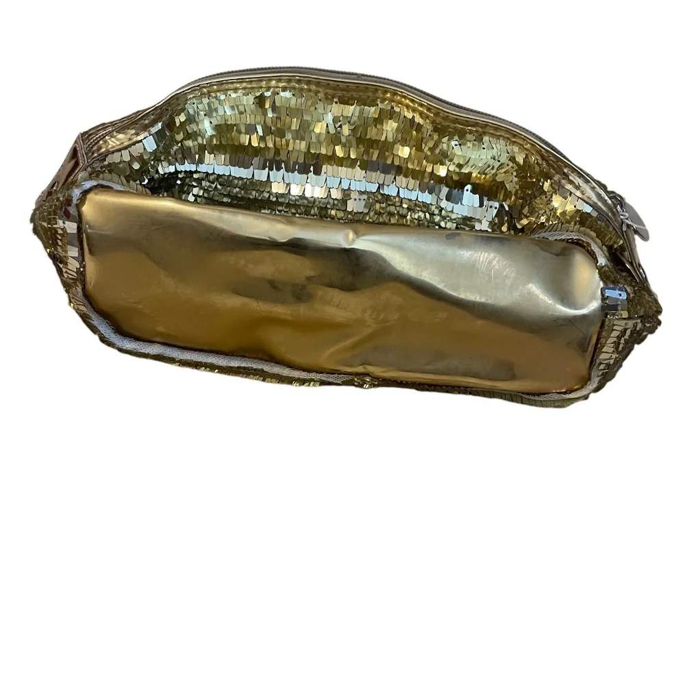 New Stila Gold Pyramid Sequin Clutch‎ Bag